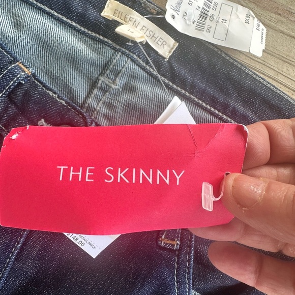 Eileen Fisher Dark Wash Skinny Jeans - Picture 4 of 11